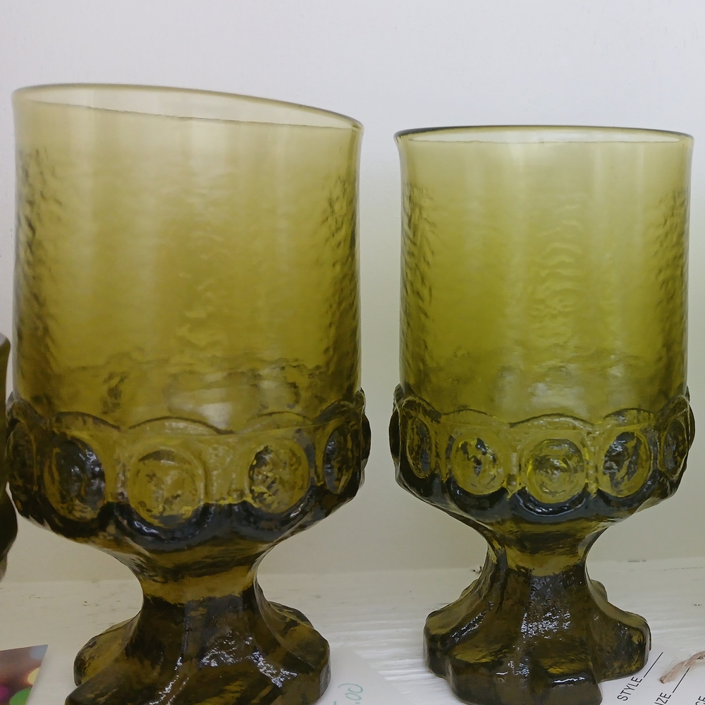 Vintage Green Glass Goblets